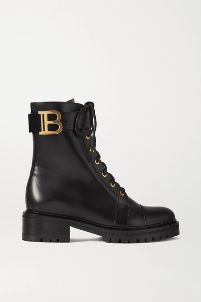 BALMAIN - Ranger Lace-up Leather Boots - Black