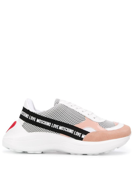 Love Moschino logo tape low top sneakers in white