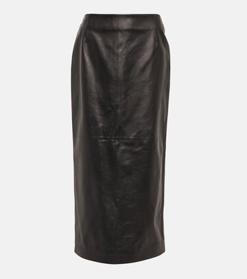 gabriela hearst manuela high-rise leather midi skirt in black