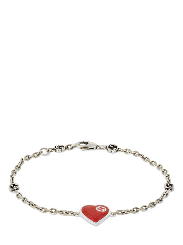 Gucci Heart Bracelet W/ Interlocking G in red / silver