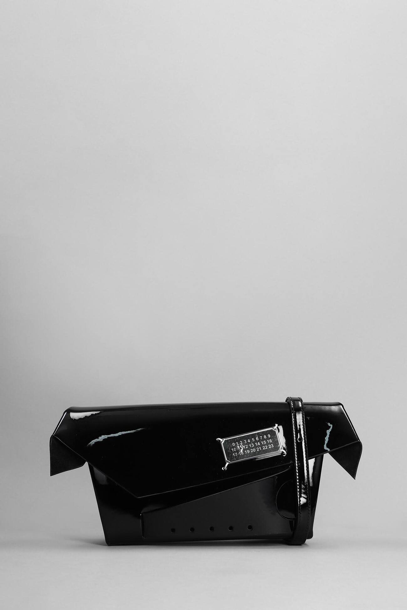 Maison Margiela Snatched Mini Hand Bag In Black Patent Leather