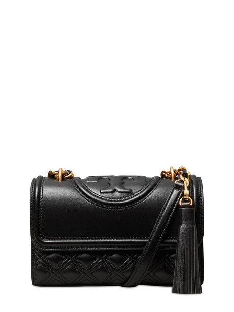 TORY BURCH Small Fleming Leather Shoulder Bag in black