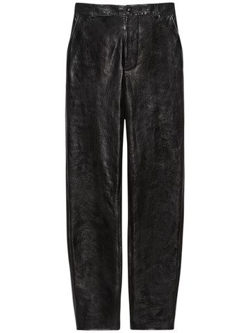 GUCCI Leather High Waist Straight Pants in black