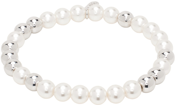 numbering silver & white beads bracelet