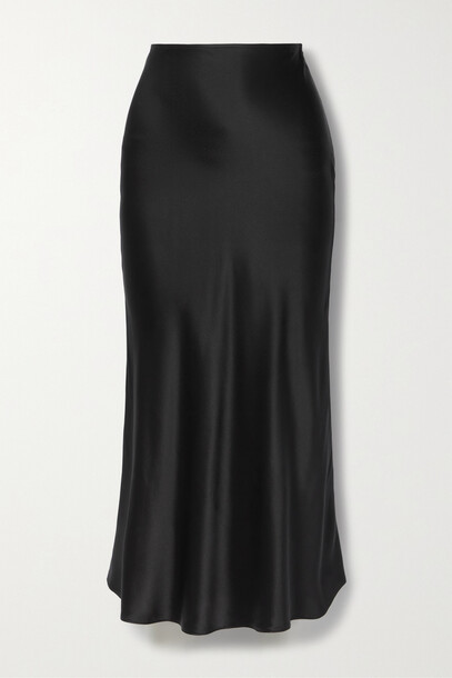 Co - Silk-satin Midi Skirt - Black
