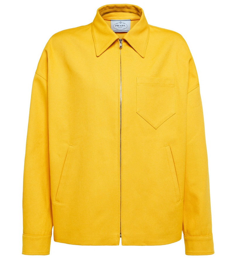 Prada Oversized cotton twill jacket in yellow