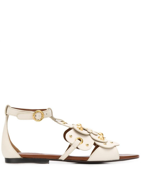 See by Chloé stud-embellished floral sandals in white