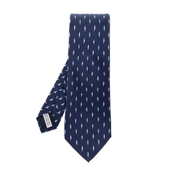 salvatore ferragamo silk tie with print in navy
