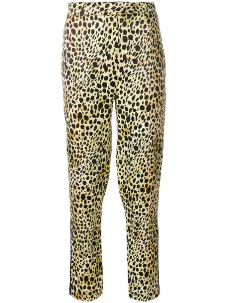 De La Vali leopard print cropped trousers in brown