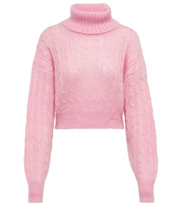 Ganni Mohair-blend turtleneck sweater in pink
