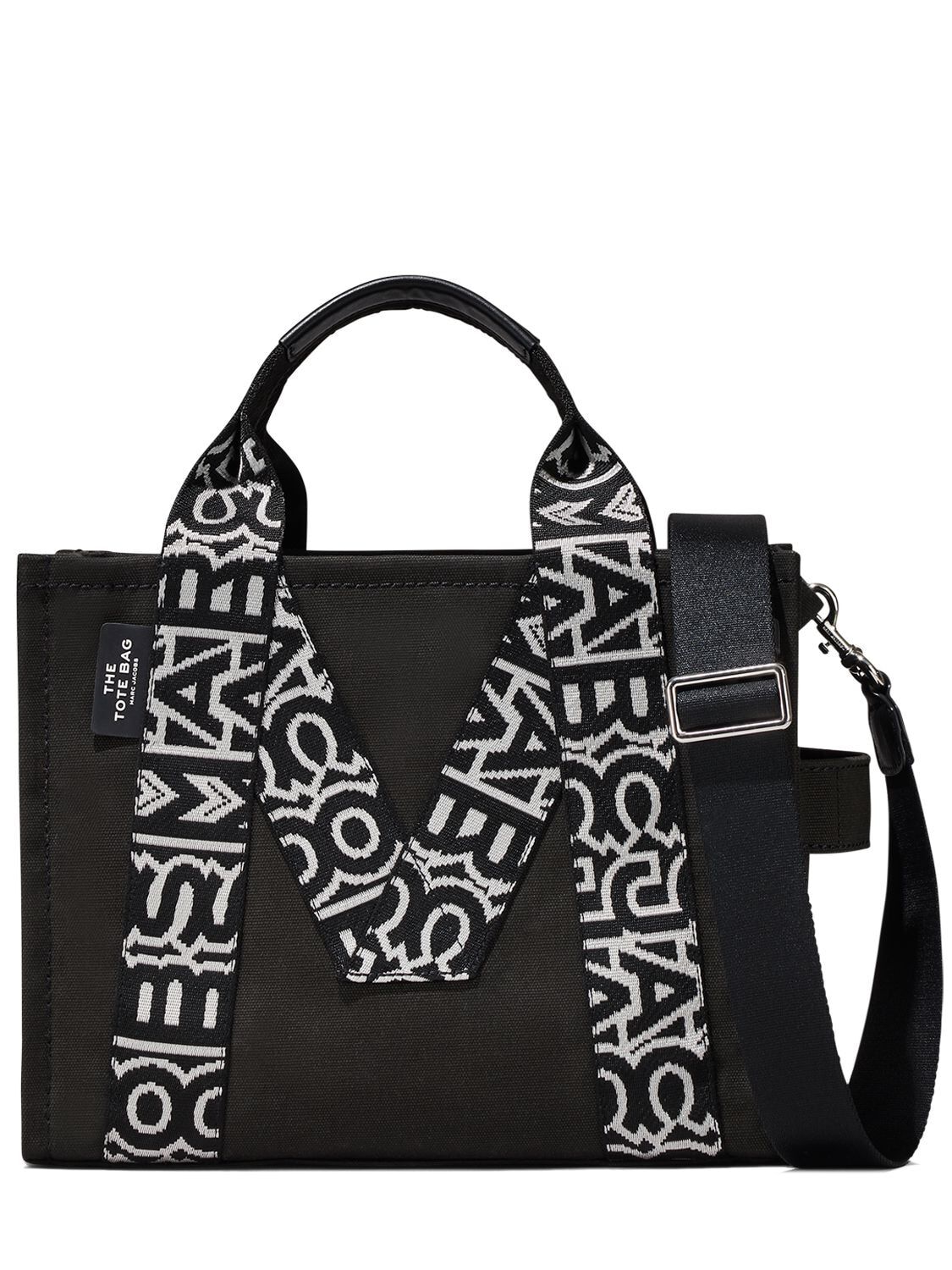 MARC JACOBS The Medium Tote Canvas Bag in black / white