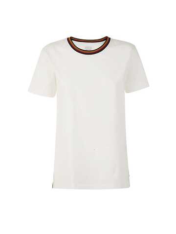 Paul Smith Crew Neck T-shirt With Striped Neck in white