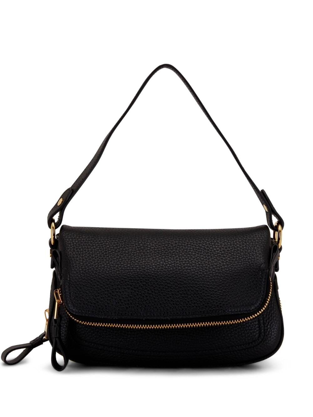 TOM FORD folded-design pebbled-leather shoulder bag - Black