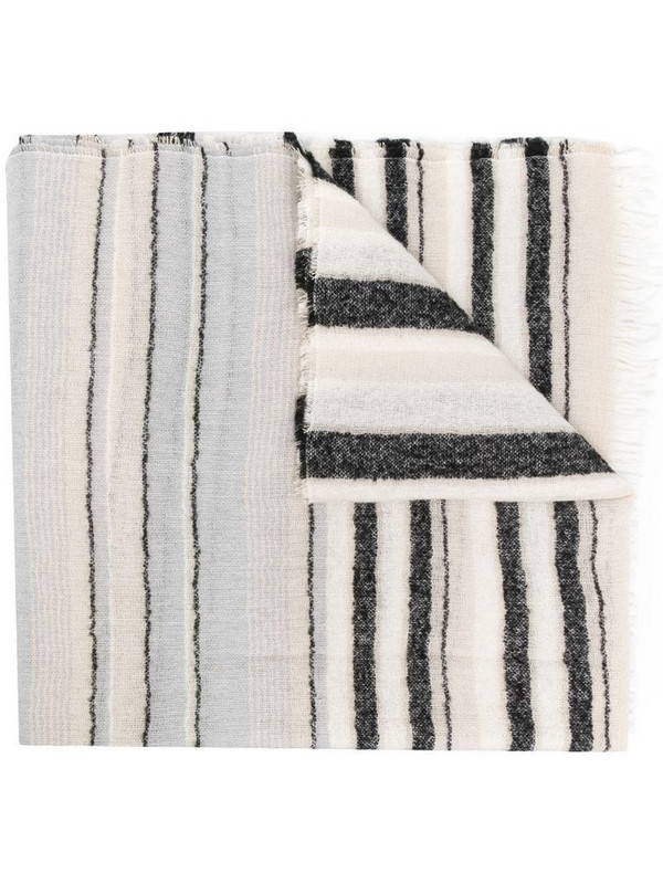 D'aniello striped wool-blend scarf in neutrals