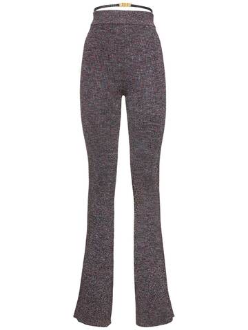 GCDS Lurex Melange Knit Viscose Blend Pants in grey / multi