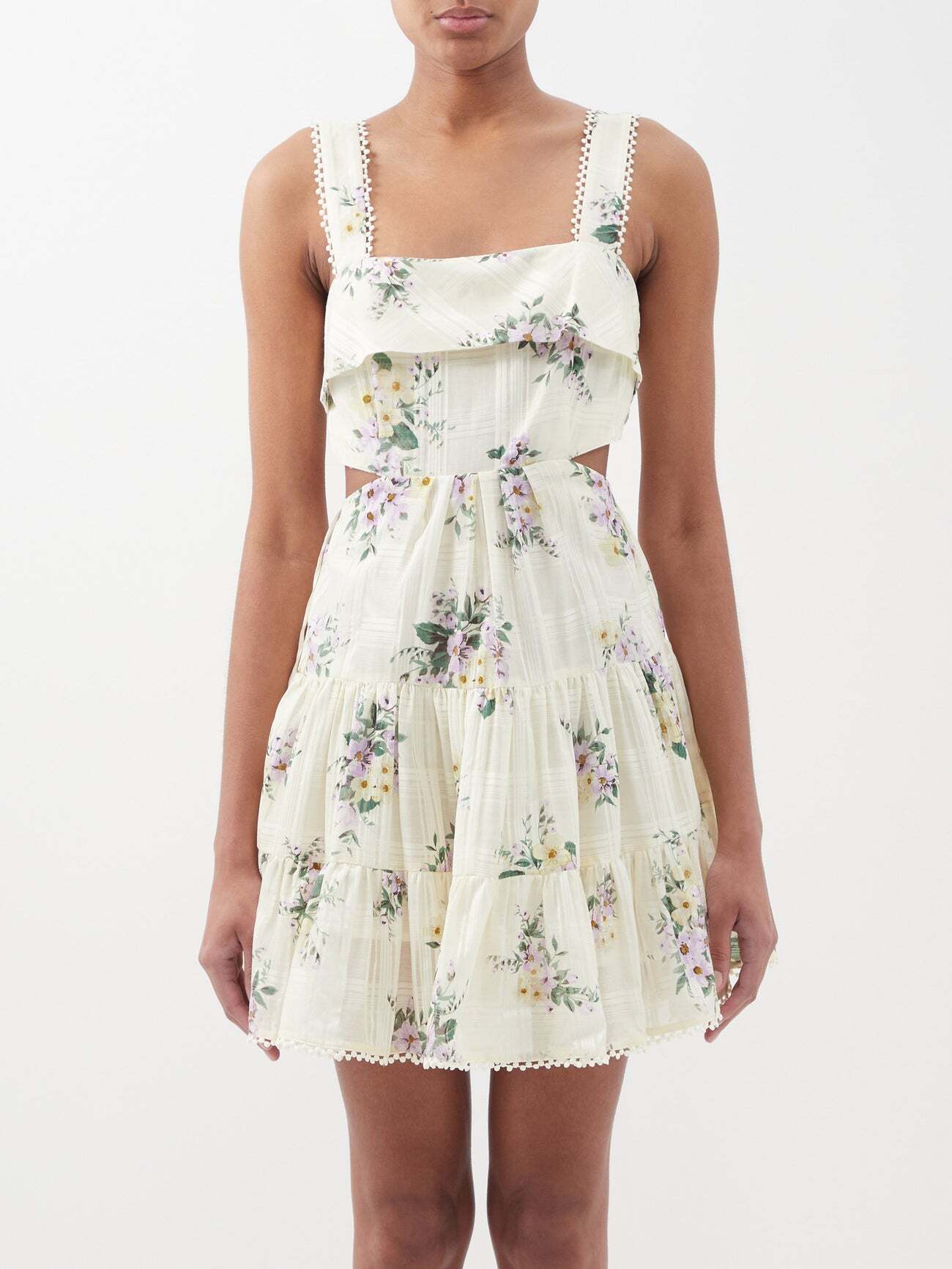 Ale mais - Margot Floral-print Cotton-blend Voile Mini Dress - Womens - Cream Multi