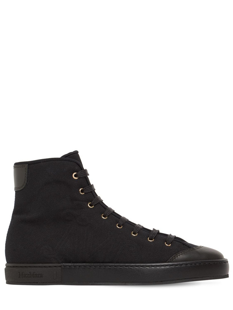 MAX MARA 20mm Tabeit Canvas High-top Sneakers in black