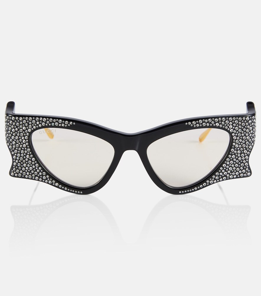 Gucci Crystal-embellished cat-eye sunglasses in black