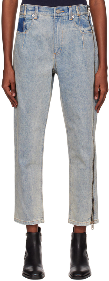3.1 phillip lim blue zip-detail jeans in indigo