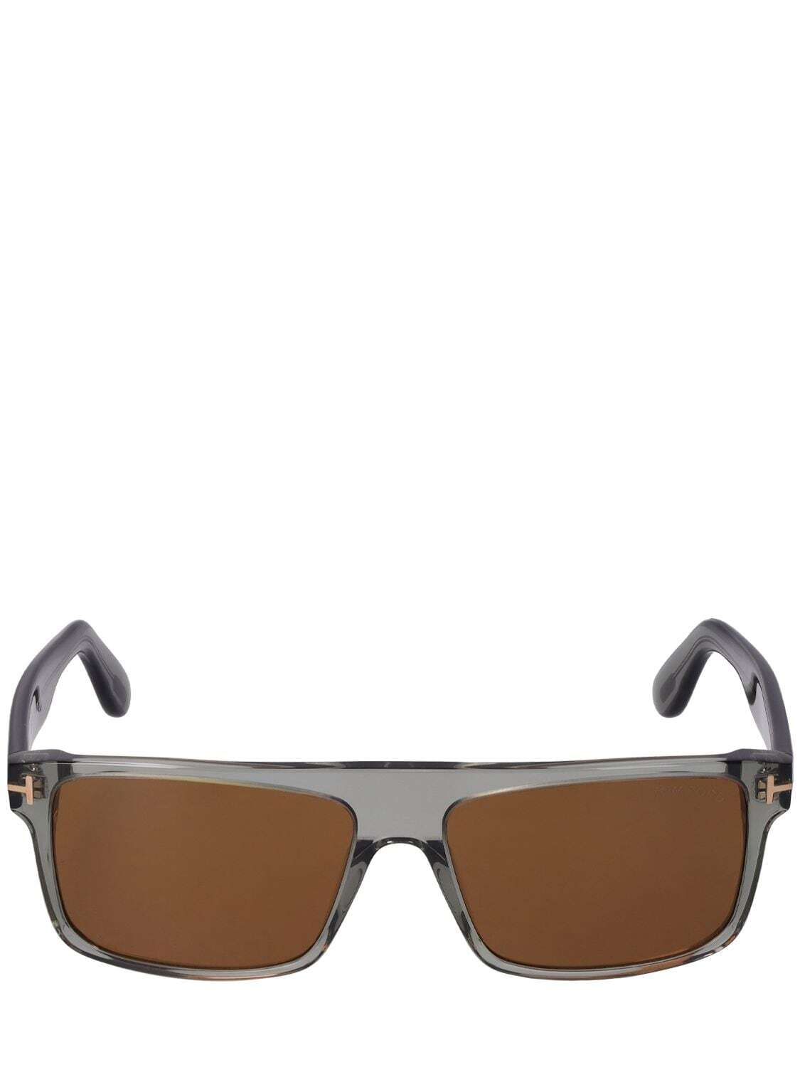 TOM FORD Philippe Squared Acetate Sunglasses in brown / grey