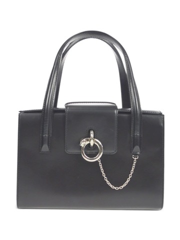 cartier 1990-2000 panthère plaque foldover top handbag - black