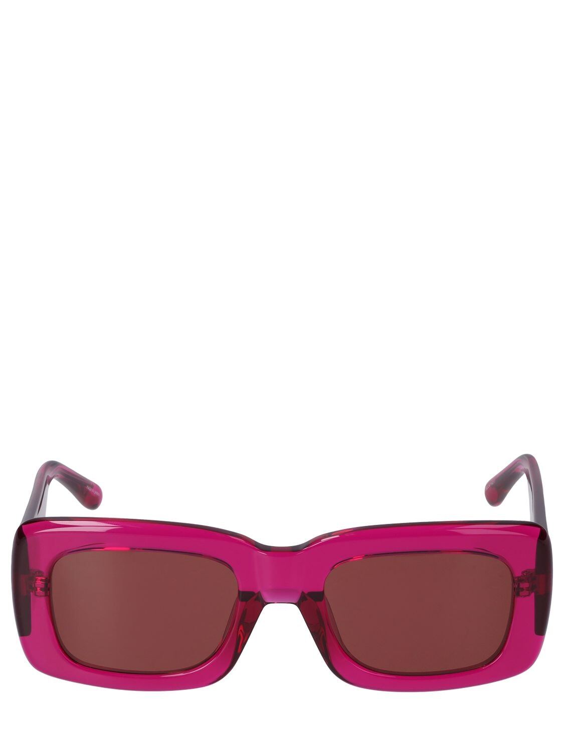 THE ATTICO Marfa Squared Acetate Sunglasses in brown / fuchsia