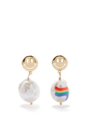 joolz by martha calvo - over the rainbow 14kt gold-plated earrings - womens - rainbow
