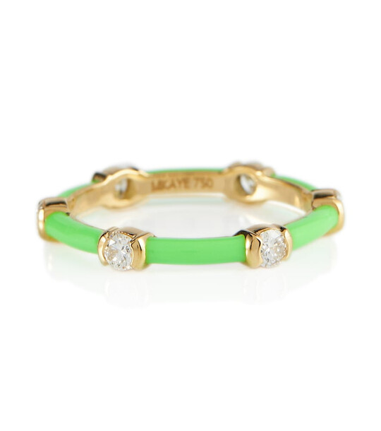 Melissa Kaye Zea 18kt gold ring with diamonds in green