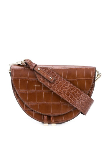 Chylak Saddle croc-embossed bag in brown
