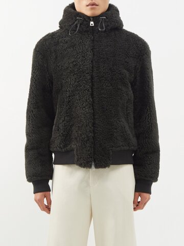 bottega veneta - hooded wool-blend shearling jacket - mens - dark khaki