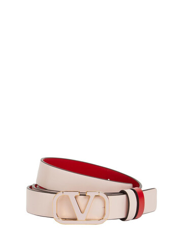 VALENTINO GARAVANI 2cm Vlogo Reversible Leather Belt in rose / red