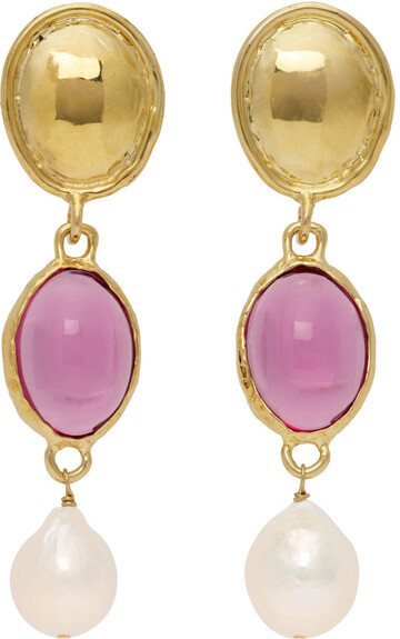 Mondo Mondo Gold & Pink Sirena Earrings in fuchsia