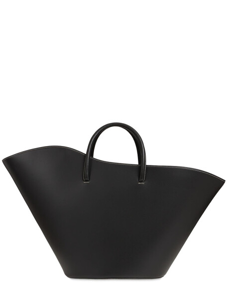 LITTLE LIFFNER Large Tulip Leather Tote Bag in black