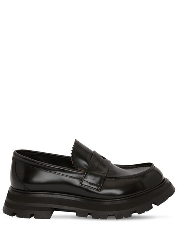 alexander mcqueen 45mm brushed leather loafers in black