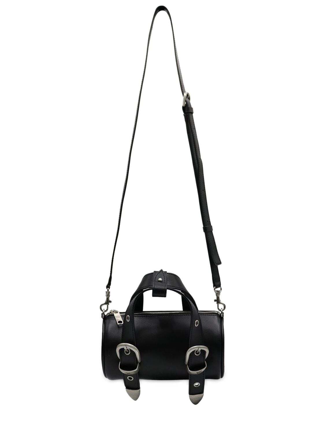 MARGE SHERWOOD Belted Logo Leather Top Handle Bag in black - Wheretoget