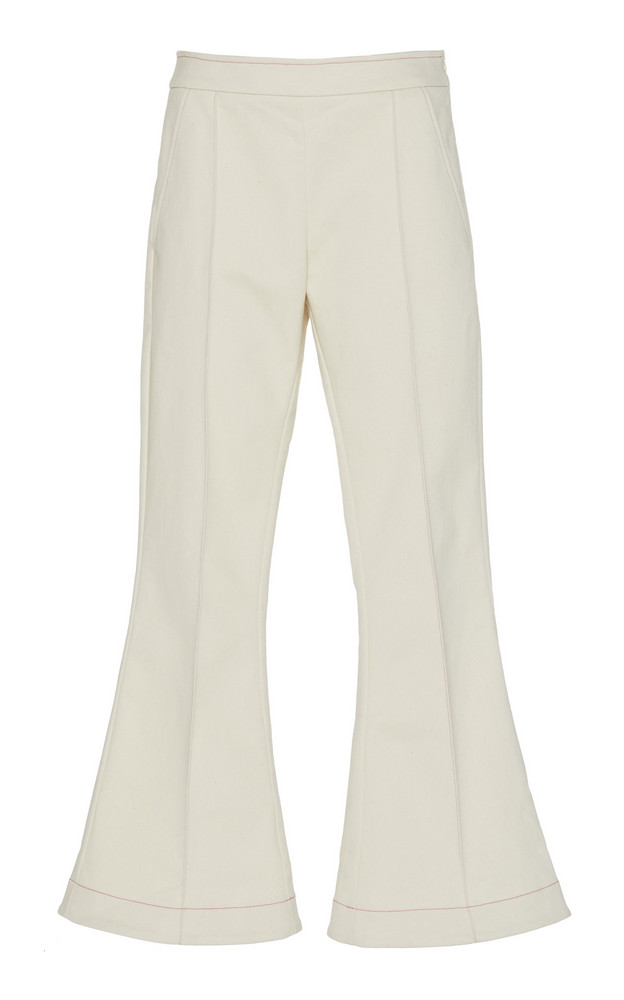 Maggie Marilyn Meet Me At Seven Cropped Cotton Flared Pants Size: 8 in neutral