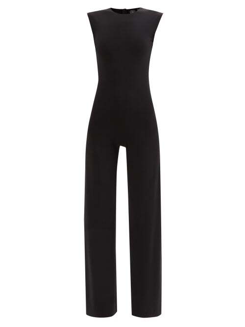 Norma Kamali - Round-neck Jersey Sleeveless Jumpsuit - Womens - Black