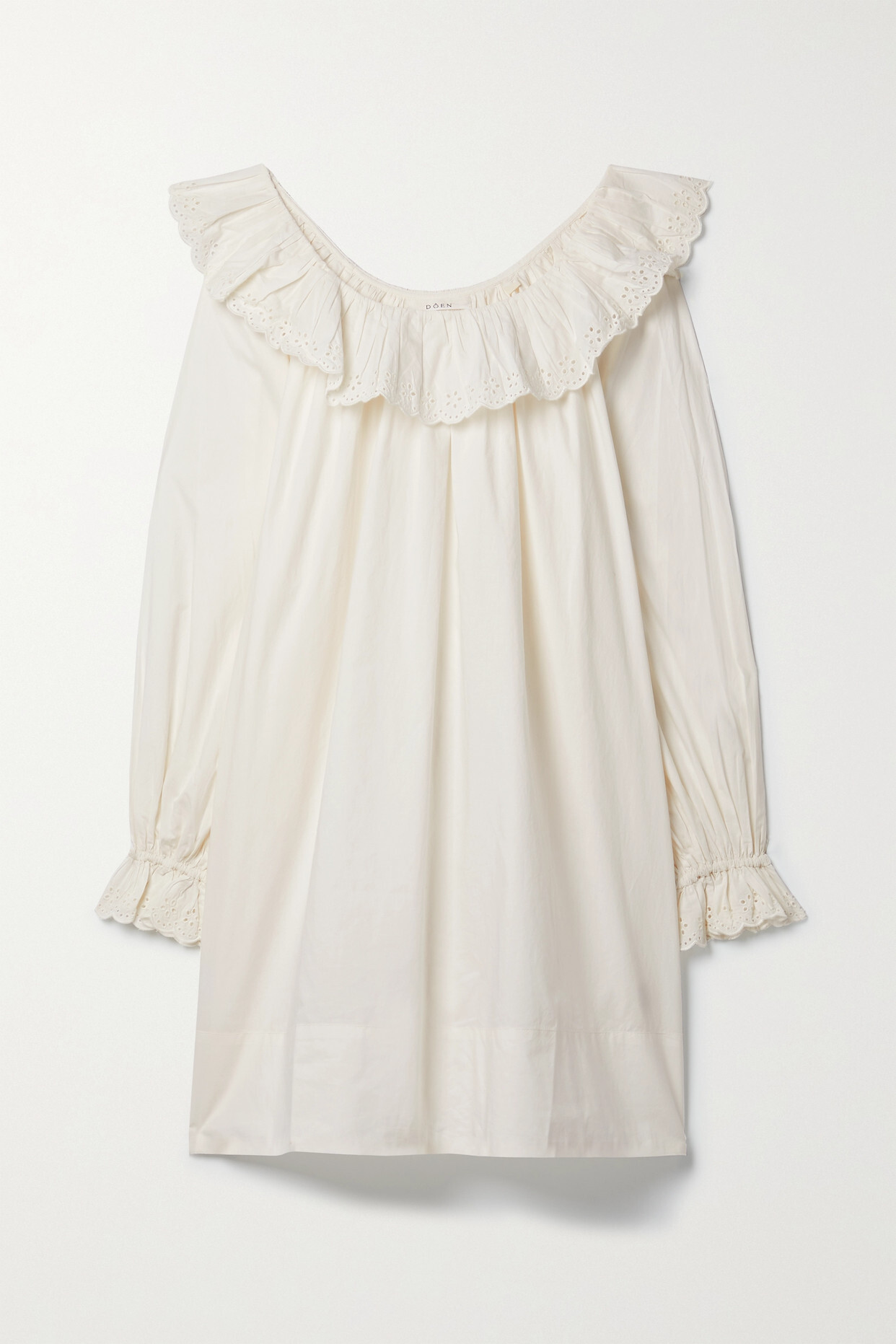 DÔEN - + Net Sustain Wynne Broderie Anglaise-trimmed Organic Cotton-poplin Mini Dress - White