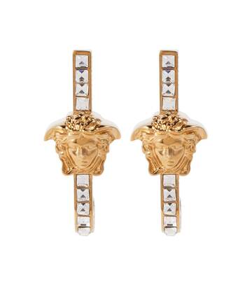 versace la medusa crystal-embellished earrings in gold