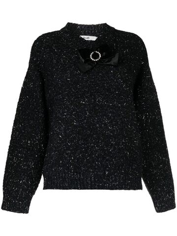 b+ab b+ab crystal bow-embellished bouclé-knit jumper - Black