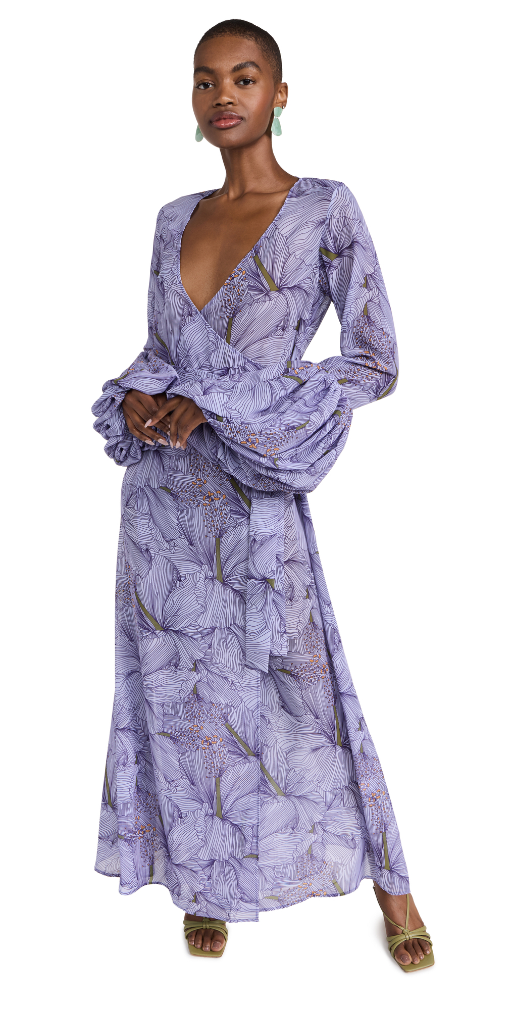 Fe Noel Puff Sleeve Wrap Dress in lilac / multi