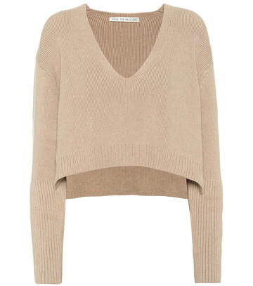 Live The Process Cropped cotton-blend sweater in beige