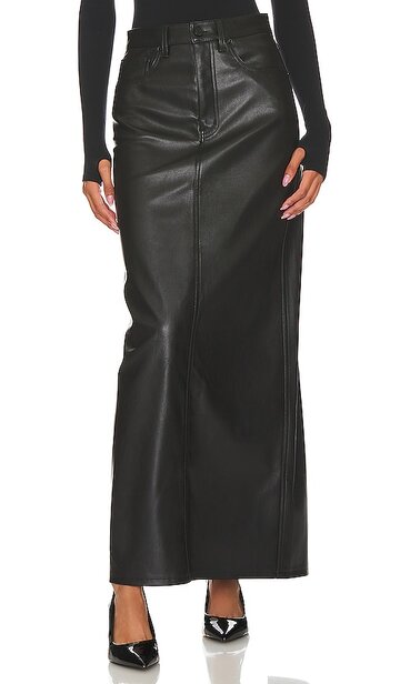 afrm amiri faux leather maxi skirt in black in noir