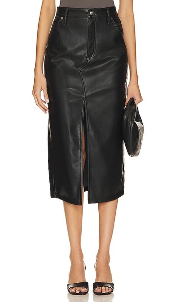 rag & bone sid faux leather midi skirt in black