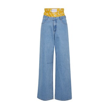 Ksenia Schnaider Wide Jeans With Printed Underpants in blue / yellow