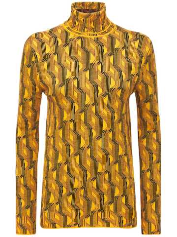PRADA Printed Wool Knit Turtleneck Sweater in orange / multi