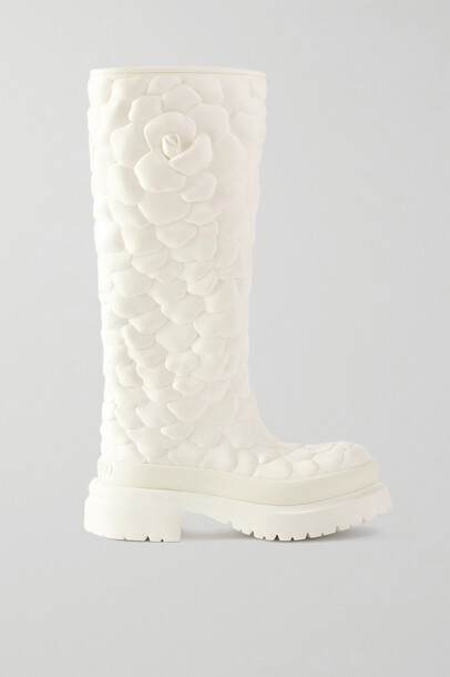 Valentino - Valentino Garavani Atelier Shoes 03 Rose Edition 3d Rubber Knee Boots - White