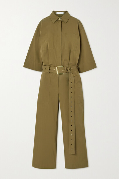Michael Kors Collection - Belted Organic Cotton-blend Poplin Jumpsuit - Green