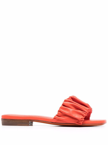santoni ruched leather sandals - orange