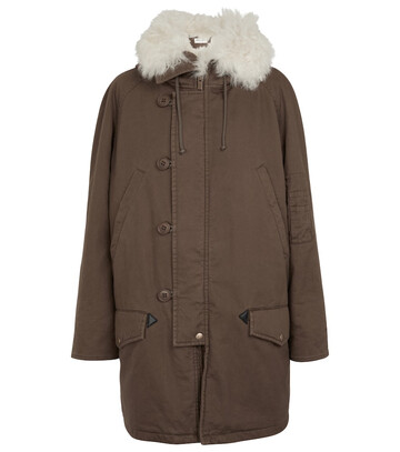 Saint Laurent Shearling-lined cotton-blend coat in brown